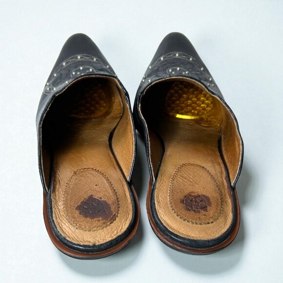 Ariat Mules Women Size 6.5 B Black Leather Studded Medallion Western Slip On - Picture 4 of 13